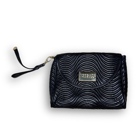Versace Parfums Quilted Black Wristlet Bag - Picture 1 of 7
